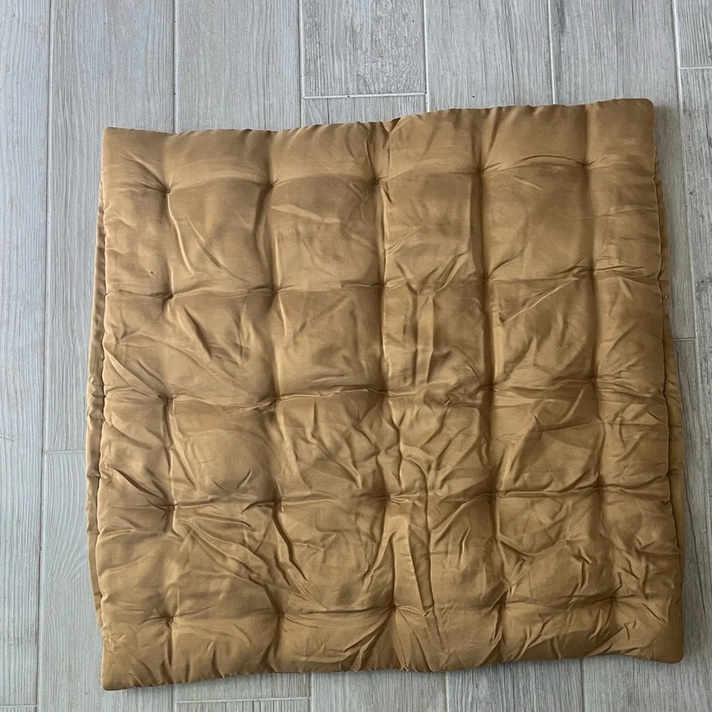 Restoration Hardware silk tufted stitch sham Euro camel 100% silk NWOT 26 x 26